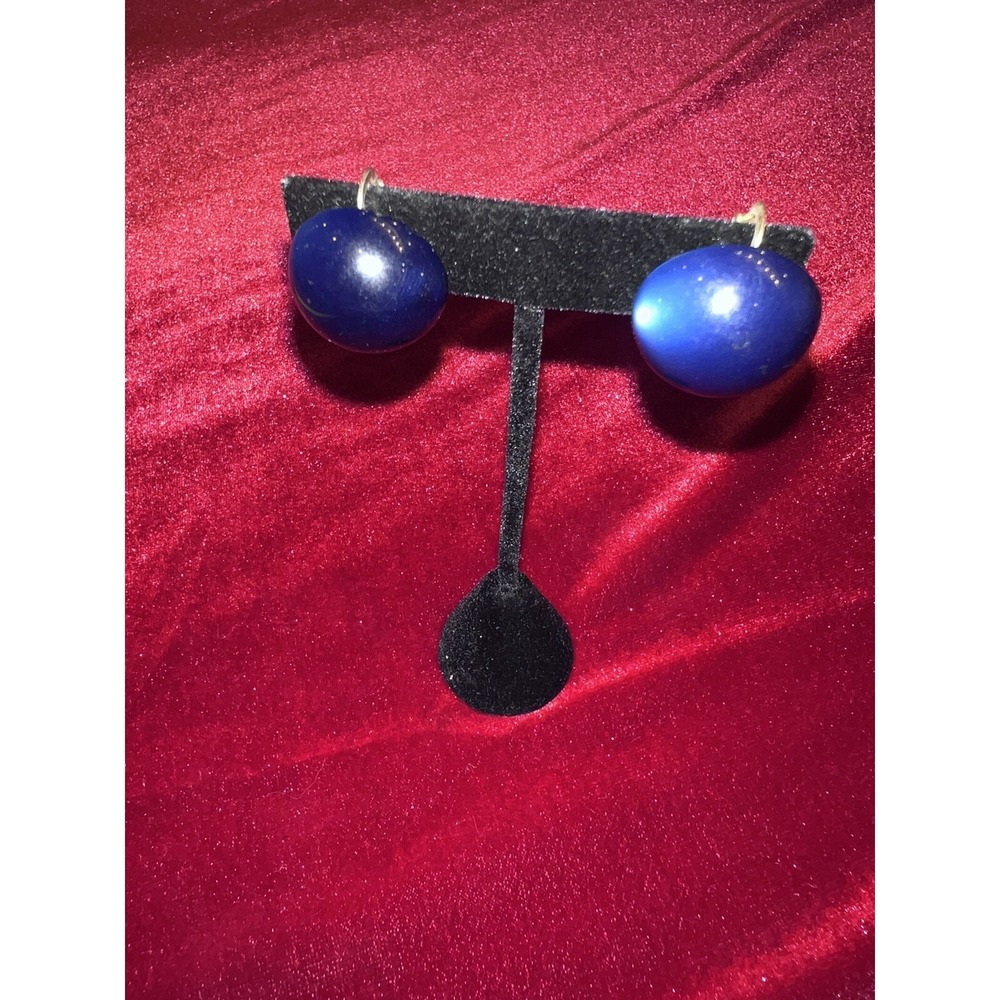 Vintage CASTLECLIFF‎ Clip On Earrings Deep Blue